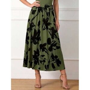 Green Floral Maxi Skirt Whimsigoth Dark Fairy Grunge Earthy Granola Ethereal